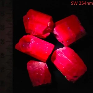 Purple Scapolite natural UV reactive short wave rough raw crystals bundle 209ct - Foto 1 di 7