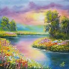 Happy Summer Morning Colors, Original Painting Signed Ukraine Artist Landscape