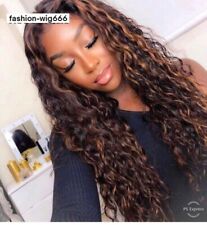 Long Curly African American Synthetic Hair Wigs For Brown Women Daily Natural