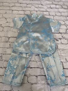 Chinese New Year Baby Girl Boy Shirt Pant Set Blue Satin Outfit Size S Kids NWOT