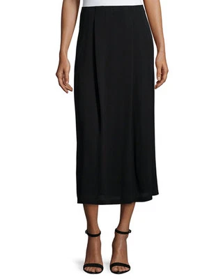 Falda georette de seda recta plisada negra Eileen Fisher talla XXS Foto 1 de 3