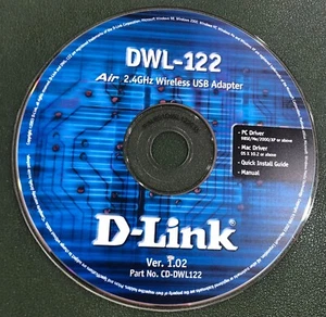 D-link DWL 122 Air 2.4Ghz wireless USB adapter PC and MAc Driver and guide CD - Picture 1 of 1