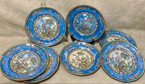 ADAMS EST. 1657 LOT OF 8 PORCELAIN PLATES BLUE ASIAN CHERRY BLOSSOM - Picture 1 of 12