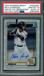 2020 1st Bowman Draft Chrome ~ Nick Gonzales ~ Refractor /499 ~ PSA 10 ~ Auto 10 - Picture 1 of 2