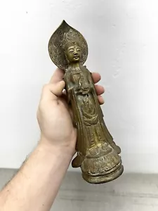 Antique Japanese Bronze Statuette Edo-Meiji Period 19th Century Avalokiteshvara - Picture 1 of 14