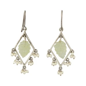 Pendientes de gancho de hoja de piedras preciosas madre perla talladas de plata esterlina 925 - Imagen 1 de 2