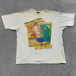 Vintage Bier Humor Shirt Herren XL Lustig Einzelnaht 90er Kurzarm Baumwolle USA - Bild 1 von 9