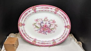 Cauldon Ltd England K4400 PINK RIM 12" SERVING PLATTER Antique *Rare* 1904-1920 - Picture 1 of 14