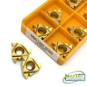 HM Wendeschneidplatten Gewinde TiN 10Stück MMT11ER MMT11IR MMT16ER MMT16IR AG60 - Bild 1 von 5