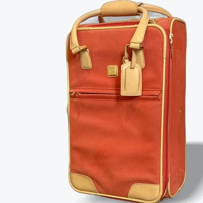 Diane von Furstenberg Rolling Carry On Suitcase Travel Bag Orange - Image 1 of 4