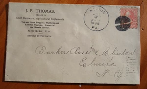 J. E. Thomas, Eisenwaren Buggys, Lackierung, Morris PA 1898 ausgefallener Stempelbrief nach NY - Bild 1 von 2