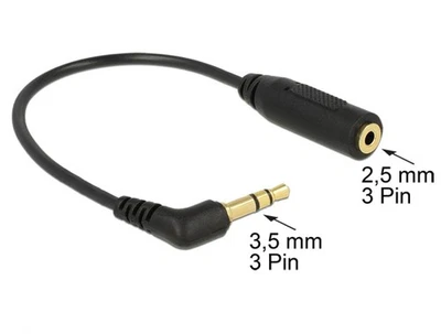 Adapterkabel Klinkenstecker 3,5mm 3 Pin gewinkelt - Klinkenbuchse 2,5mm 3 Pin - Bild 1 von 2