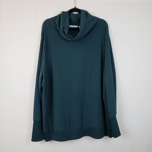 Anybody Sweatshirt 1X Wasserfallausschnitt Tunika jägergrün warm kuschelig Stretch Lagenlook  - Bild 1 von 7