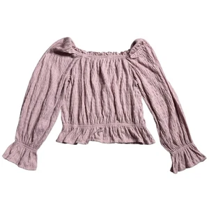 New Gap Kids Shirt XXL Pink Shirred Ruched Long Sleeve GZ220 - Picture 1 of 4