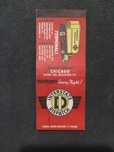 Interstate Dispatch Terminals Chicago ILL Matchbook Cover No Striker - Afbeelding 1 van 2