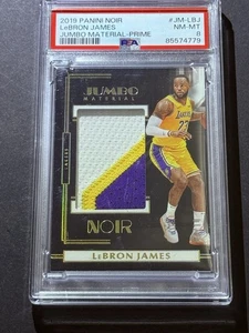 2019 Panini Noir Jumbo Material LeBron James #JM-LBJ Prime PSA 8 Patch 4/10 - Picture 1 of 2
