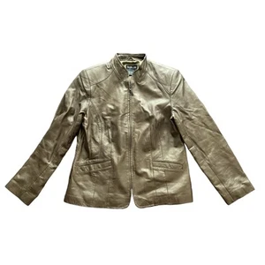 1990s Vintage Style & Co Tan Brown 100% Leather Fitted Jacket Size Large - Picture 1 of 6