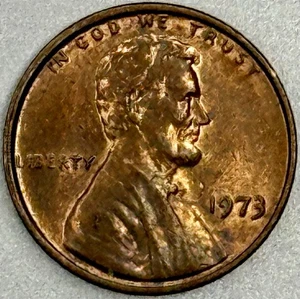 1973 No Mint Mark Circulated Some Detail Red/Brown Lincoln Penny - Picture 1 of 4
