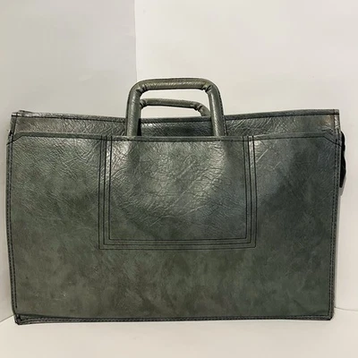 Pasta de couro cinza vintage portfólio 17x11” bolsa estojo acessório retrô - Imagem 1 de 4