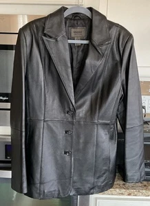 John Paul Richard Uniform Black Leather Lined Blazer Size 16 - Picture 1 of 7