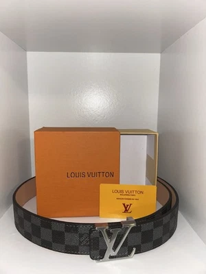 Louis Vuitton Men's Leather Belt 42/105 LV Damier Black Silver Buckle - Image 1 of 2