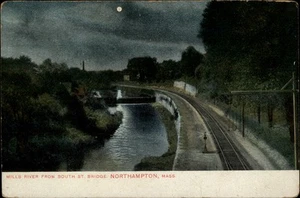 Northampton, MA Mills River desde South St. Bridge tren RR vías Massachusetts - Imagen 1 de 2