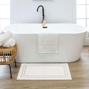 Corona Casual Geometric White 1' 5" X 2' Machine Washable Bath Mat Perfect fo... - Picture 1 of 8