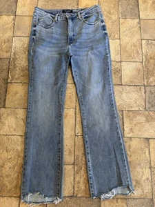 Jean Judy Azul Slim Boot Talla 15/32 (37x32) Azul Lavado Medio Tiro Alto Dobladillo Crudo - Imagen 1 de 9