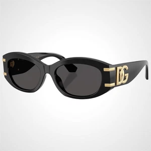 Neue Dolce & Gabbana Sonnenbrille DG4502 schwarz oval Acetat gold Metall DG graue Gläser - Bild 1 von 6