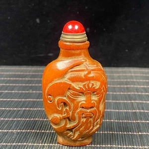 Chinese Natural Shoushan Stone Handcarved Guan Yu Statue Seal Snuff Bottle 90047 - Picture 1 of 8