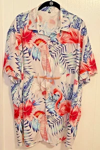 Helles lustiges Flamingo Button Down Hemd Größe 2XL Kreuzfahrt Strand - Bild 1 von 10