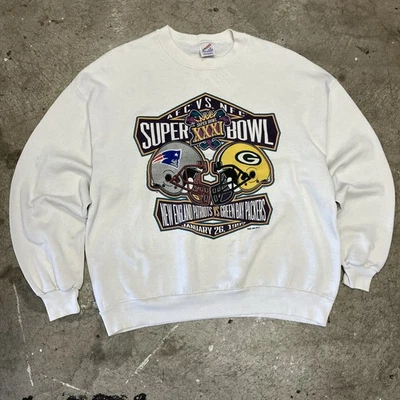 👾De colección 1996 NFL Super Bowl XXXI Sudadera PACKERS Vs PATRIOTAS Para hombres Talla 24x26 Foto 1 de 4