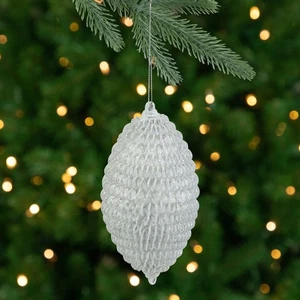 Northlight 5.5-Inch White Glitter Spiral Coiled Wire Finial Christmas Ornament - Bild 1 von 6