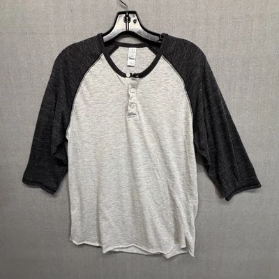 Alternative Apparel Striped 3/4 Sleeve Men’s Large Casual Baseball T-Shirt Tee - Image 1 of 4