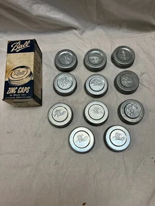 11 NEW OLD STOCK KUGEL ZINKKAPPEN FÜR EINMACHGLÄSER, NORMAL, PORZELLAN AUSGEKLEIDET - Bild 1 von 13