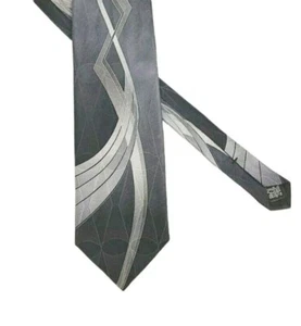 Croft & Barrow NeckTie Mens 59x3.75 Gray Silk Abstract USA - Picture 1 of 6