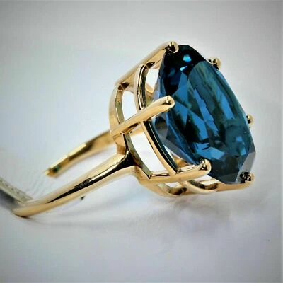 4 Carat Oval London Blue Topaz Solitaire Engagement Ring in 14K Yellow Gold Over - Image 1 of 4