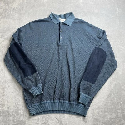 De Colección Para Hombres Mediana St. Croix Hecha en EE. UU. Parche Azul Codo Moda Ajuste Tejido Polo Foto 1 de 4