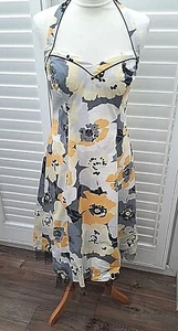 Debut Floral Fit and Flare Dress Halter Neck Yellow Wedding Occasion - Size 10 - Picture 1 of 6