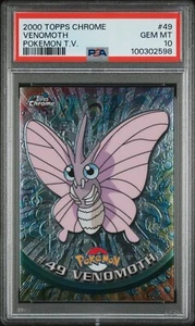 2000 Topps Chrome Pokemon T.V. Venomoth Holo #49 – PSA 10 (GEM MINT) - Picture 1 of 2