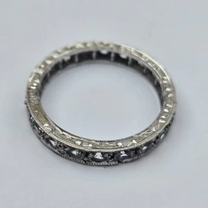 9ct White Gold Ring Eternity Colourless Spinel Stones Ring Size L - Picture 1 of 11
