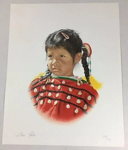 Litografía Original Firmada Numerada Steve Forbis Niña Nativa Americana - Imagen 1 de 7
