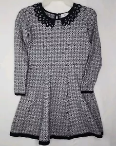 Hanna Andersson Dress SZ 140 Black White Pattern Wool Blend Sweater US 9-11 - Picture 1 of 5