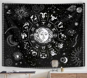 Zodiac Sign Tapestry black and white 48x36". Brand new. - Picture 1 of 4