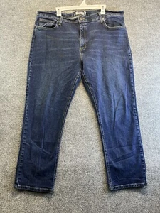 Members Mark Jeans Men 42x30 Blue Straight Stretch Premium Whiskered Dark Denim - Picture 1 of 11