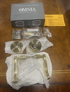 Neu im Karton Omnia Tür-Durchgangshebel-Set 169/00F PA1 US3 Messing poliert Gold 2-3/8" BS - Bild 1 von 8