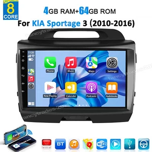 Radio estéreo de coche 64 GB para Kia Sportage 2011-2015 Android 13 CarPlay GPS navegación SWC - Imagen 1 de 21