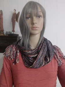 2 for $19 Scarf Unbranded Rayon Blend Multicolor/ Gold and Silver Threads Euc - Picture 1 of 11