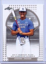 JEREMIAH JACKSON 2017 "1ST EVER PRINTED" LEAF PERFECT GAME AAC ROOKIE CARD!!