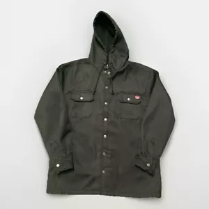 Wrangler Black Hooded Canvas Fleece Lined Work Jacket Sz Large 42-44 - Picture 1 of 4
